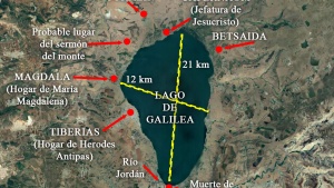 Mapa del lago de Galilea