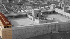 El Pórtico techado de Salomón a la izquierda 