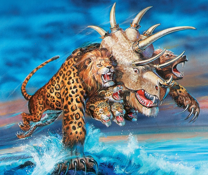 Artist illustration of the beast mentioned in Revelation 13.