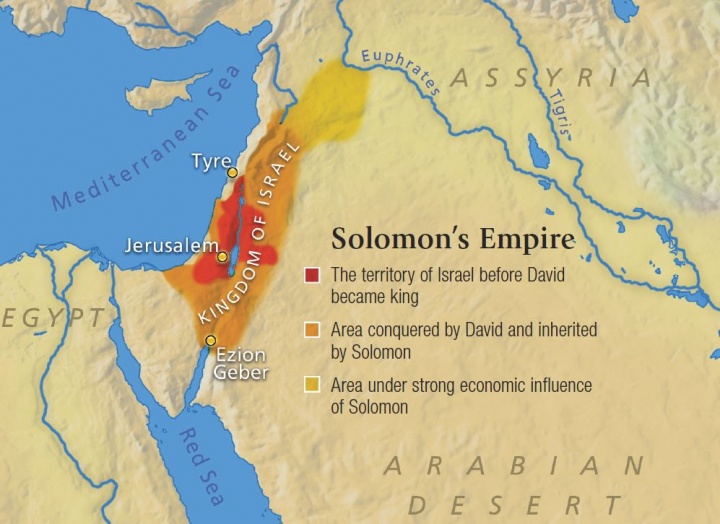 Mapa que muestra el imperio de Salomón