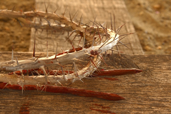 Crown of thorns and stakes.