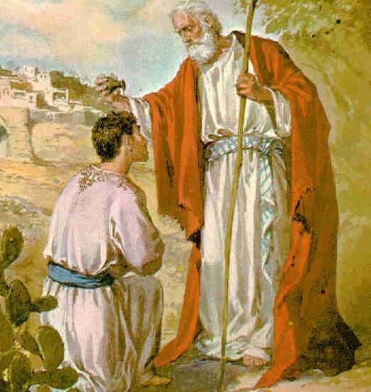 Samuel unge a Saúl como Rey