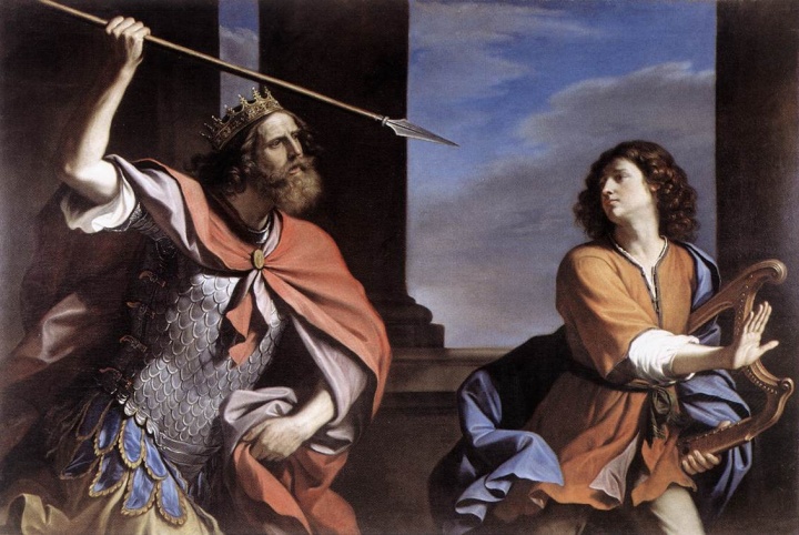 David tocaba el arpa para el Rey Saúl