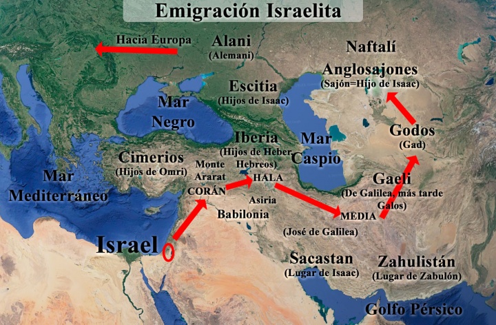 Mapa de regiones con nombres israelitas
