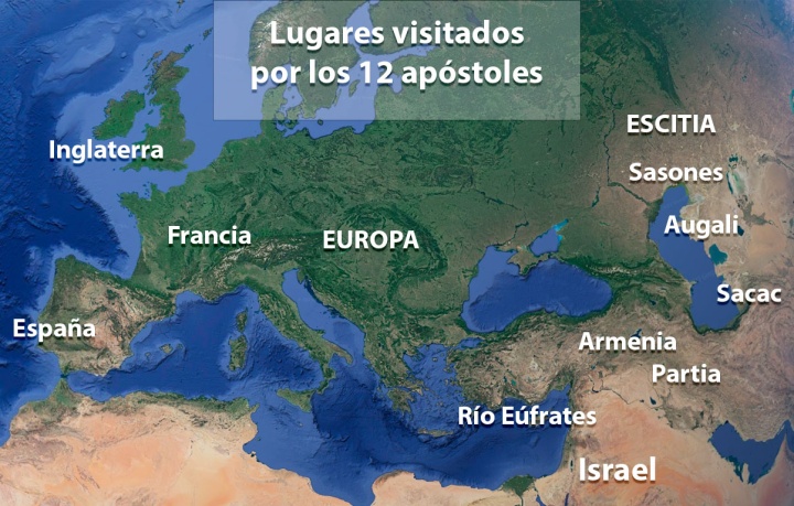Lugares visitados por los 12 apóstoles