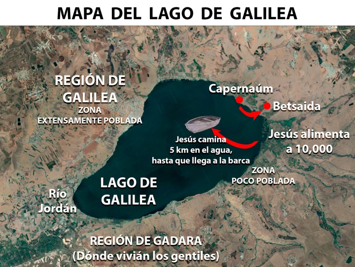 Mapa del lago de Galilea