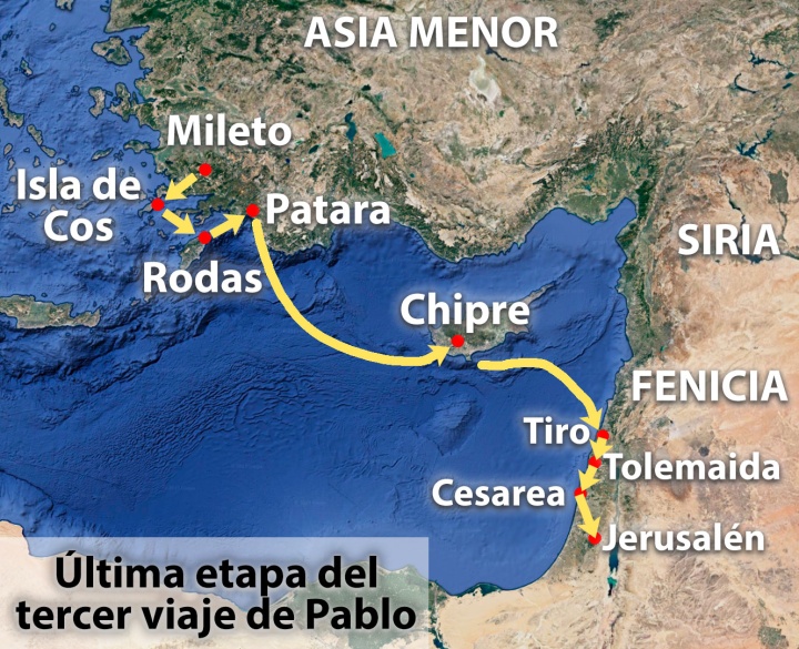 Última etapa del tercer viaje de Pablo