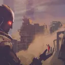 Imogen de un robot en un mundo destruído