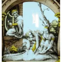 David mira a Betsabé desde la terraza del palacio mientras ella se bañaba.