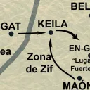 David derrota a los filisteos en Keila, viaja a región de Zif y luego a Maón.