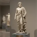 Estatua de Esculapio, dios de la medicina en la mitología greco-romana.