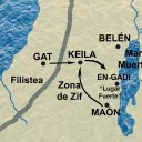 David derrota a los filisteos en Keila y viaja a región de Zif y luego a Maón