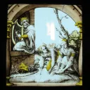 David mira a Betsabé desde la terraza del palacio mientras ella se bañaba