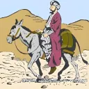 Ilustración de un antiguo judío rico montado sobre un asno