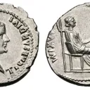 Denario con cara y sello de Tiberio César (14-37 d.C.)