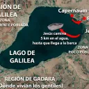 Mapa del lago de Galilea.