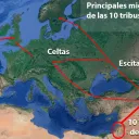 Mapa sobre el origen de Alemania. Muestra la invasión de Europa por tribus indo-arias (asirios-germánicos e israelitas) luego que Asiria es derrotada y expulsada de sus tierras junto con sus cautivos (alrededor de los años 600-400 a.C.)