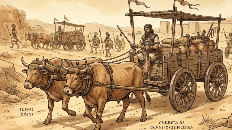Ilustración de un carro filisteo.
