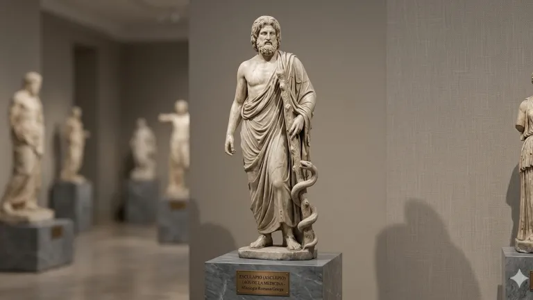Estatua de Esculapio, dios de la medicina en la mitología greco-romana.