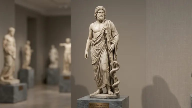 Estatua de Esculapio, dios de la medicina en la mitología greco-romana.