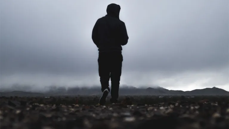 A man walking away.
