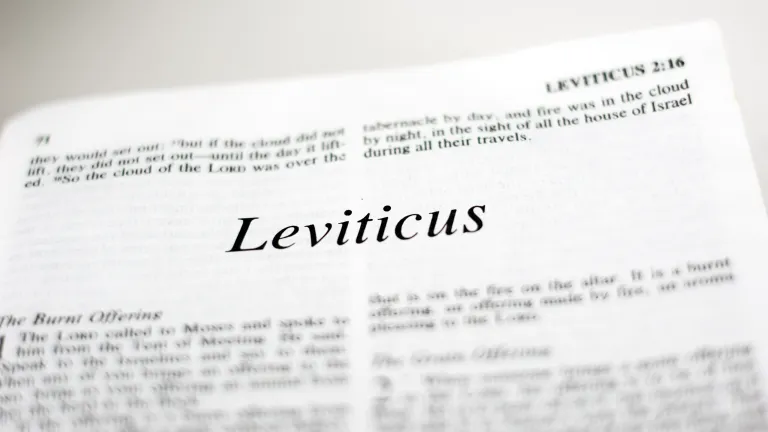 A Bible opened to the book of Leviticus.