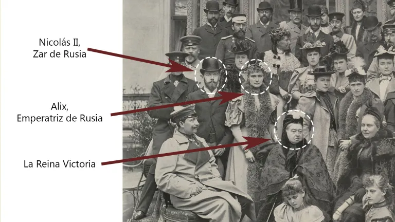 Retrato de la familia real inglesa y la estirpe de la Reina Victoria.
