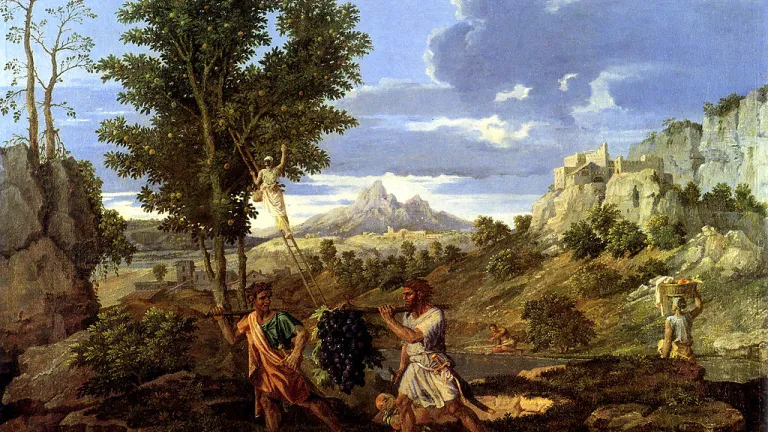 Representación de uvas en "Otoño" de Nicolas Poussin Representación de uvas en "Otoño" de Nicolas Poussin