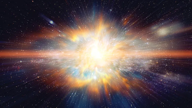 El Verbo, que estaba con Dios y era Dios, aquel a través del cual Dios había creado todas las cosas, incluida la humanidad, bajó del cielo para convertirse en un ser humano de carne y hueso. Burst of powerful light in the galaxy.