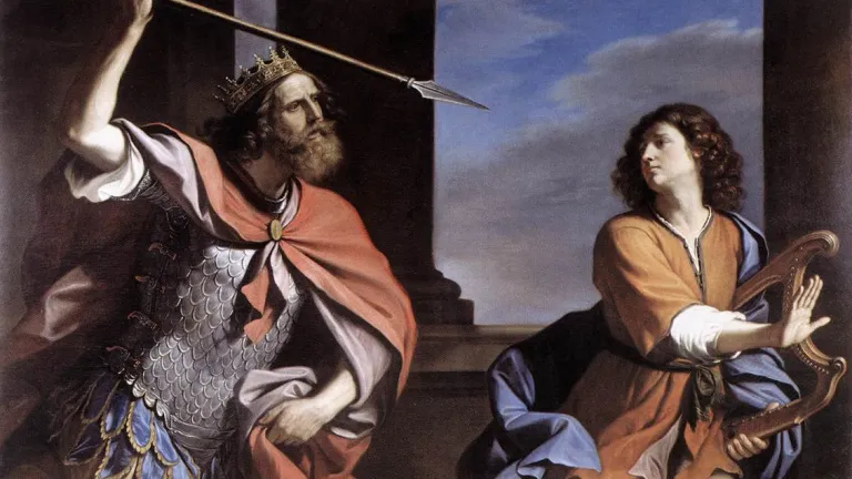 David tocaba el arpa para el Rey Saúl