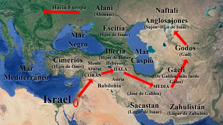 Mapa de regiones con nombres israelitas