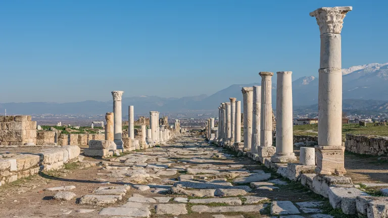 Ruinas de la calle Siria en la antigua ciudad de Laodicea