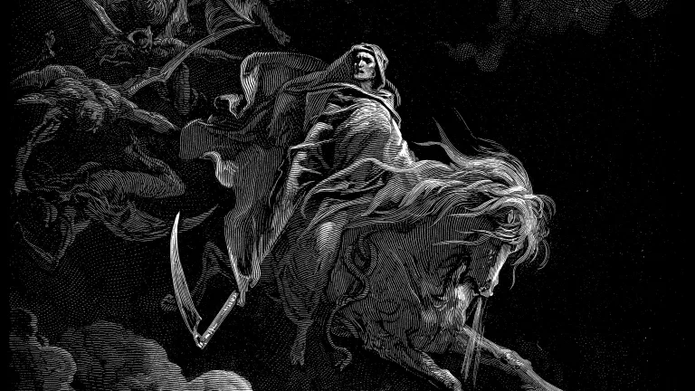 Representación artística del cuarto caballo y su jinete