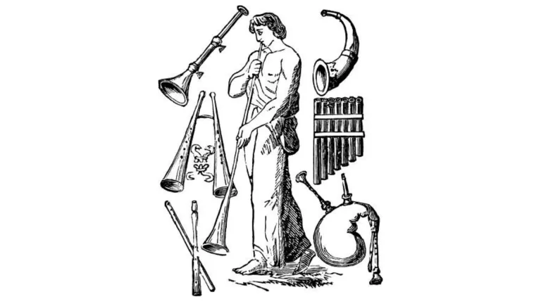 Instrumentos musicales mencionados en la Biblia, como la trompeta y la flauta.