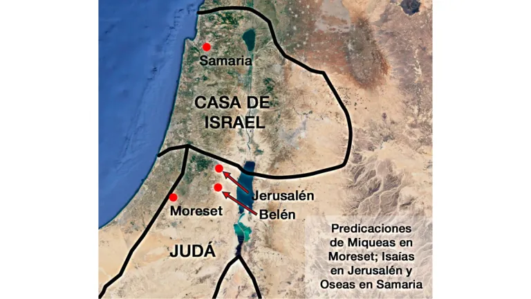 Predicaciones de Miqueas en Moreset; Isaías en Jerusalén y Oseas en Samaria.