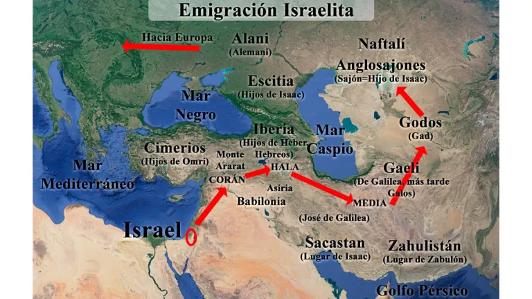 Mapa de regiones con nombres israelitas.
