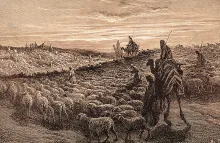 Una representación artística de Abraham con un rebaño