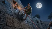 Rahab ayuda a escapar a los espías con una cuerda desde la ventana.