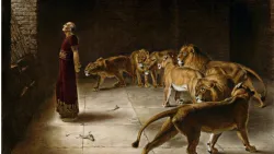 Daniel es protegido de los feroces leones por Dios. En Hebreos 11:33 dice: “por fe… taparon bocas de leones” al referirse a este incidente.