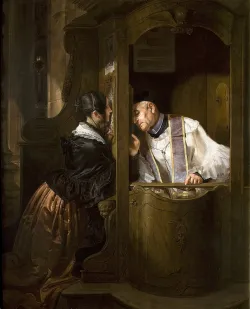"La confesión entre los mesopotamios se limita a enunciar el pecado cometido… Generalmente la confesión se hace a un sacerdote, cuya asistencia resulta necesaria por la incapacidad en que se halla el creyente para librarse por sí solo de su pecado"