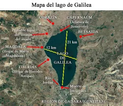 Mapa del lago de Galilea