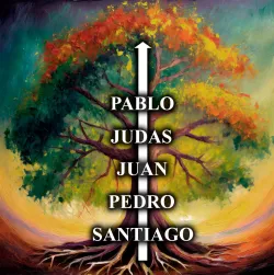 Analogía del árbol doctrinal  de los apóstoles que va desde Santiago hasta Pablo