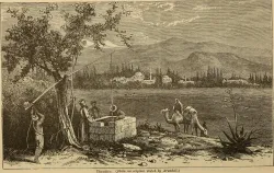 Representación artística de Tiatira, en Un diccionario de la Biblia (1887)