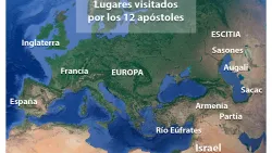 Lugares visitados por los 12 apóstoles.