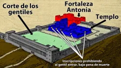 Representación del complejo del templo, junto con la fortaleza Antonia.